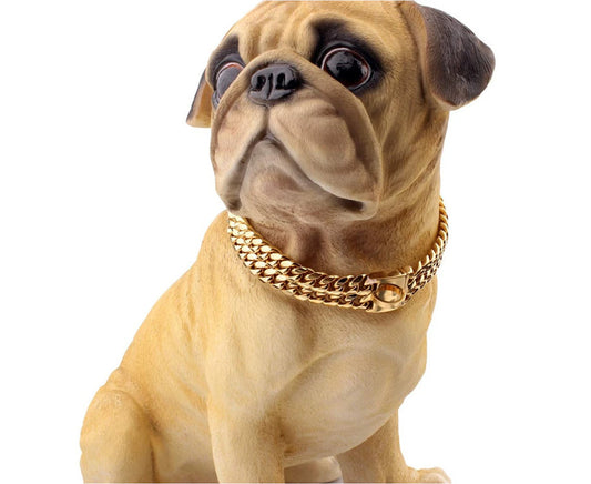 18K Gold Plated Durable Dog Collar - Gold